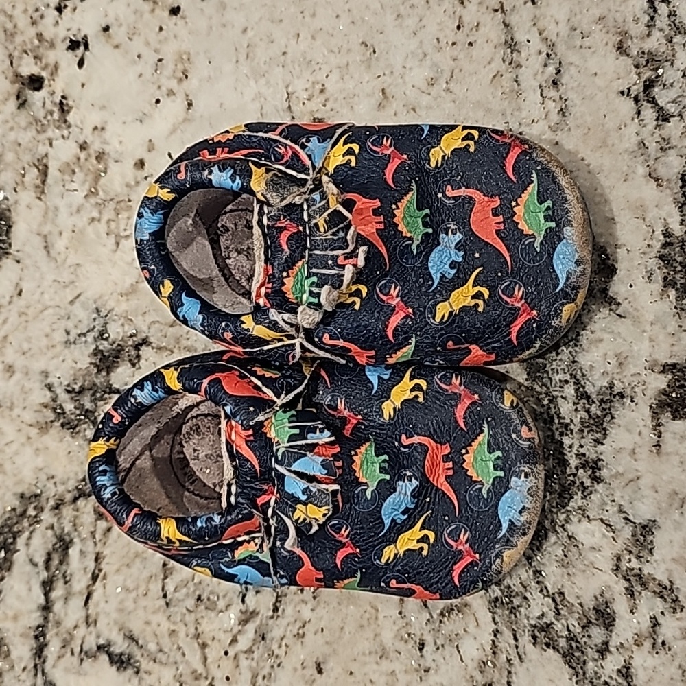 Freshly Picked Dino Moccasins Size 4 (PLAY condition)